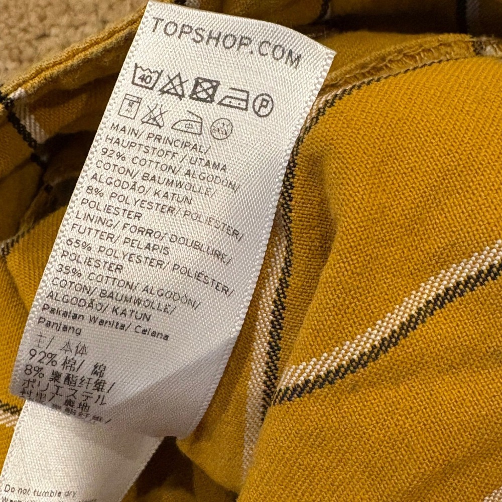 Topshop Pants Womens Size 2 Striped Paperbag Waist Tie‎ High Rise Straight Leg - Picture 7 of 9